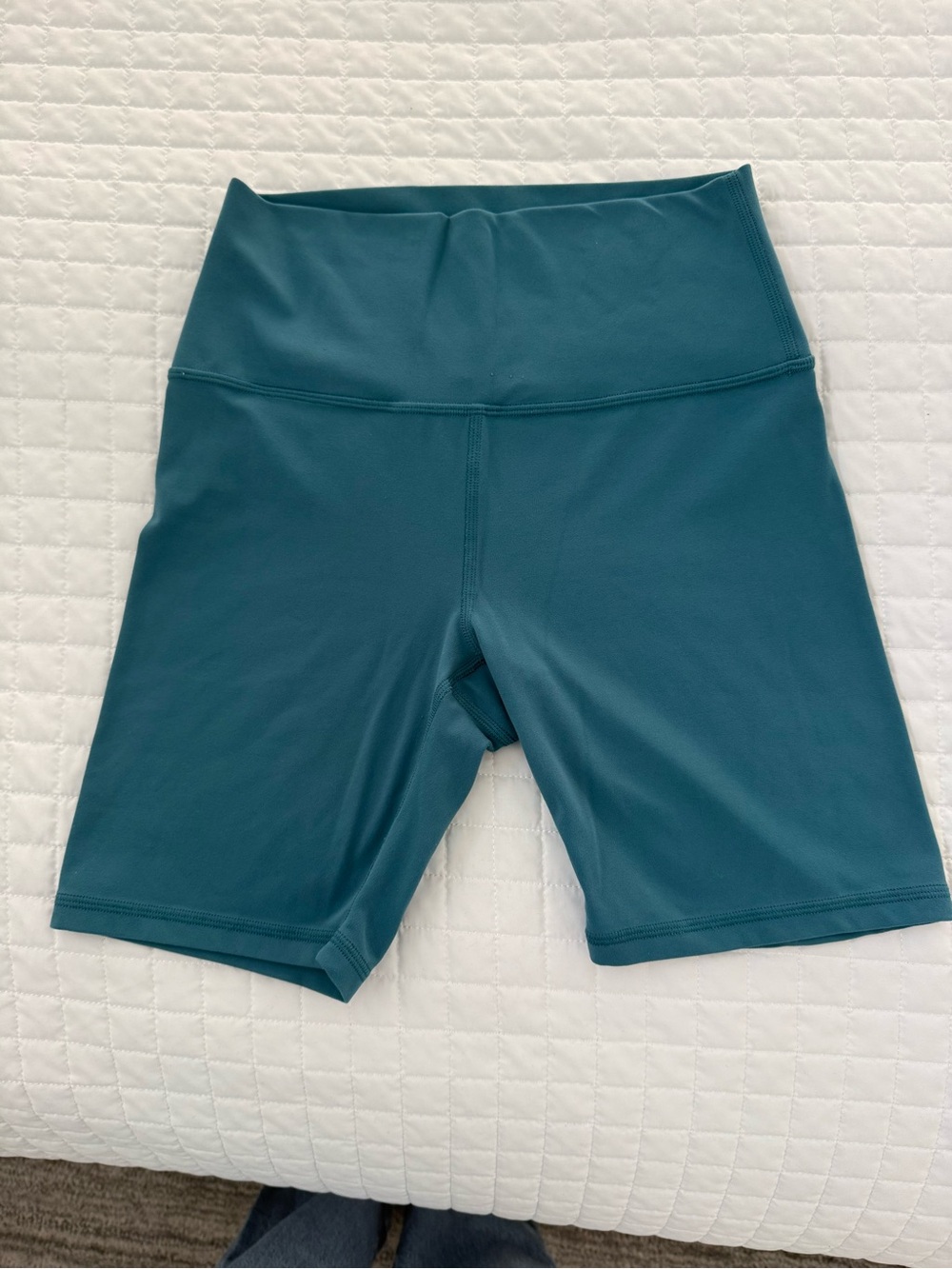 Athleta High-Rise 7 inch Bike Shorts in Teal Blue-Green